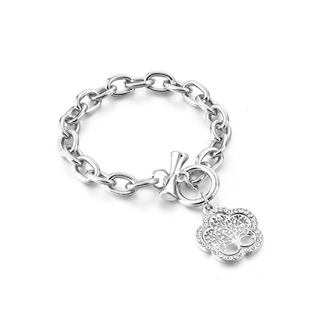 Product HFLGKLO Flor Árvore Da Vida Encantos Cuff Pulseiras Para Mulheres Brazaletes Prata