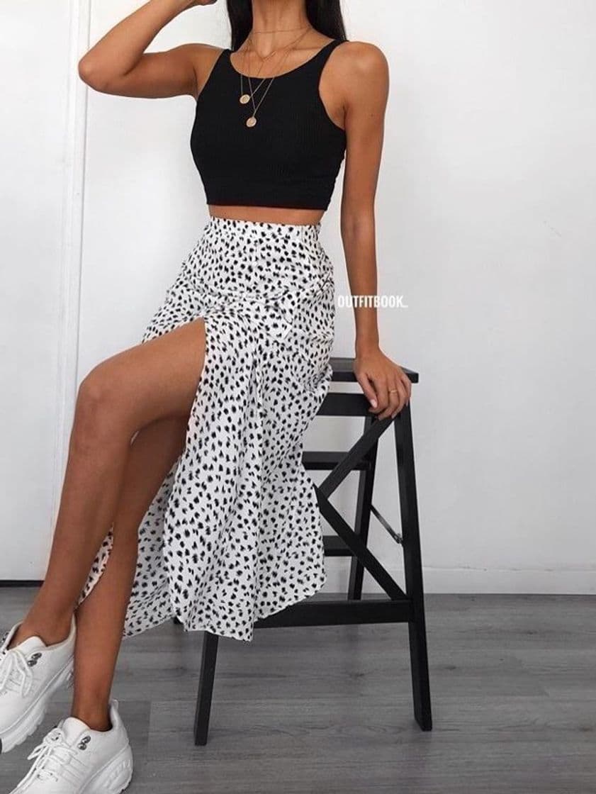 Fashion long skirt and a crop top 