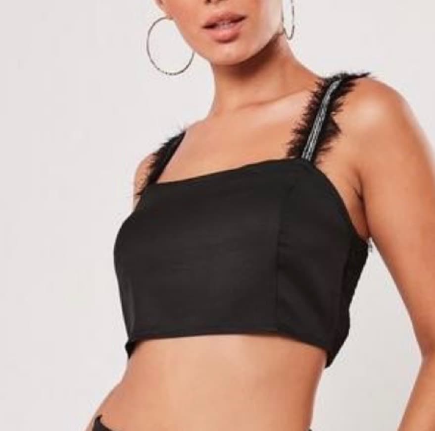 Product Black Diamante Feather Trim Bralet