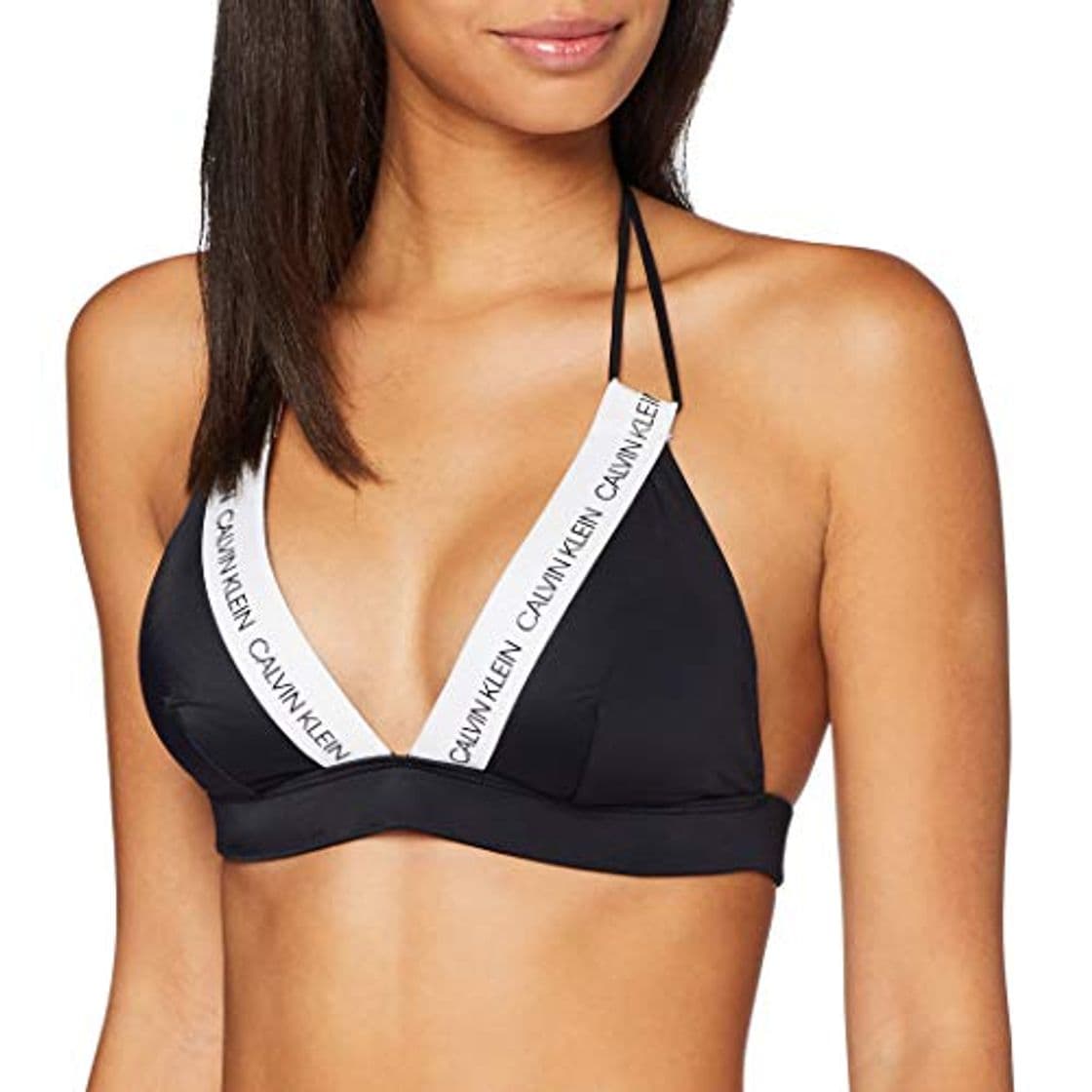 Moda Calvin Klein Fixed Triangle-rp Parte de Arriba de Bikini, Negro