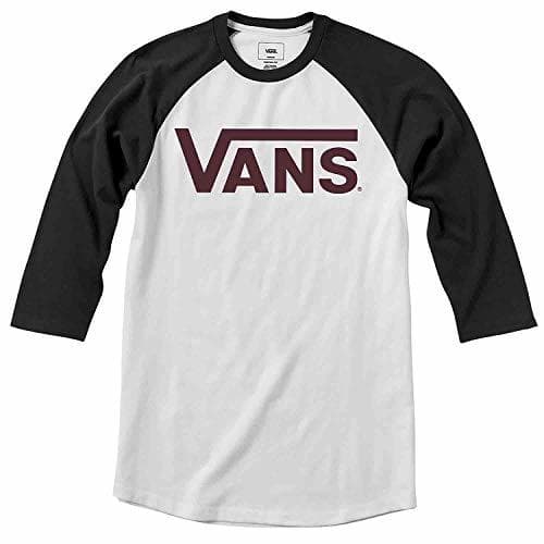 Moda Vans Camiseta con Mangas Raglan Classic Blanco-Negro-Port Royale