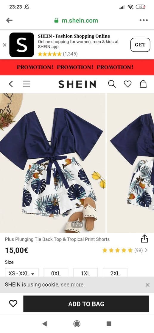 Moda Plus Plunging Tie Back Top & Tropical Print Shorts