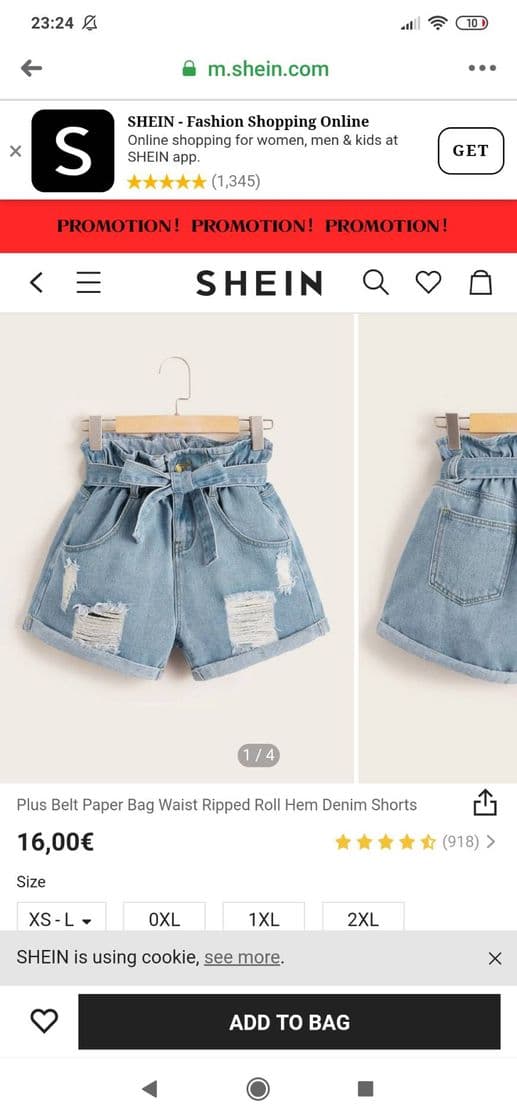 Moda Plus Belt Paper Bag Waist Ripped Roll Hem Denim Shorts