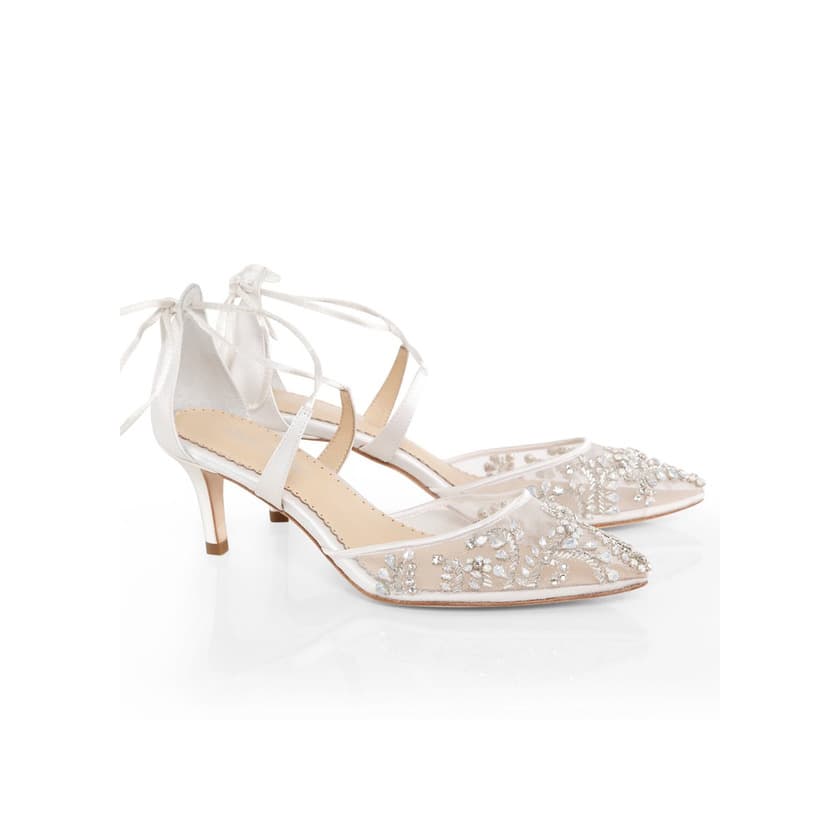 Product Crystal Embellished Ivory Wedding Kitten Heels