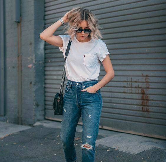 Fashion blue jeans, white shirt 