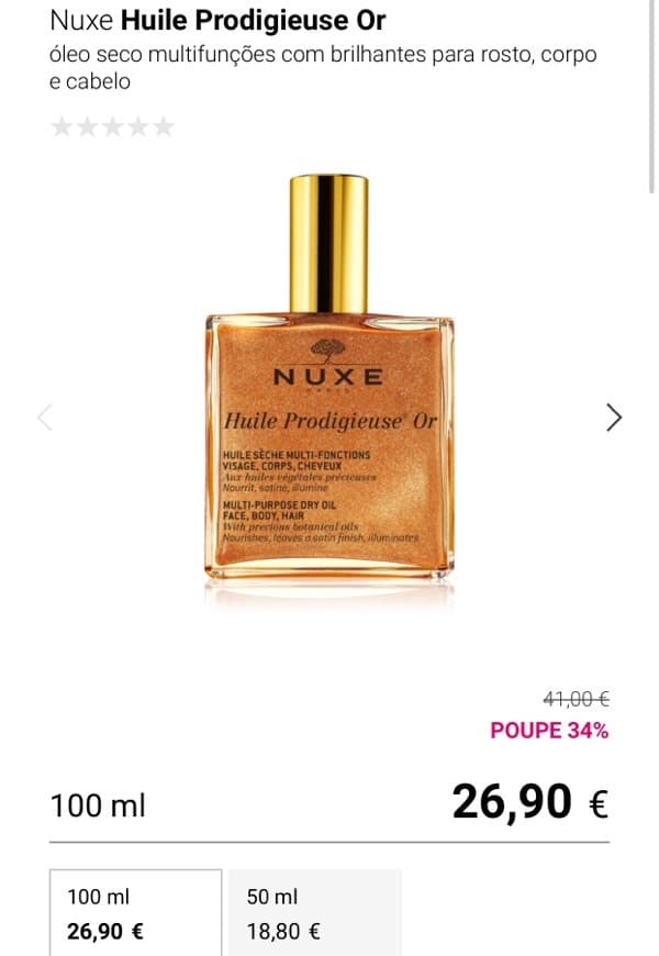 Moda Nuxe Huile Prodigieuse Or