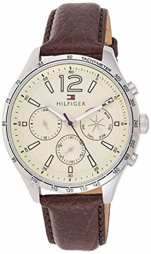 Moda Tommy Hilfiger Reloj Multiesfera para Hombre de Cuarzo con Correa en Cuero