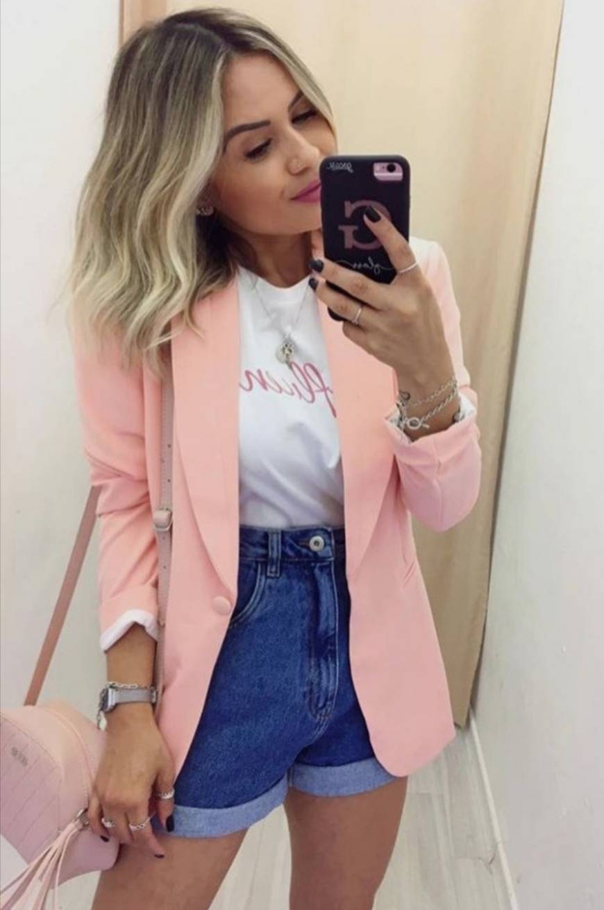 Fashion Pink look com blazer 