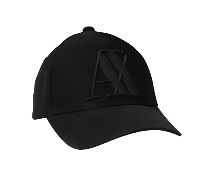 Moda Armani Exchange Rubber Logo AX Cap Gorra de béisbol, Negro