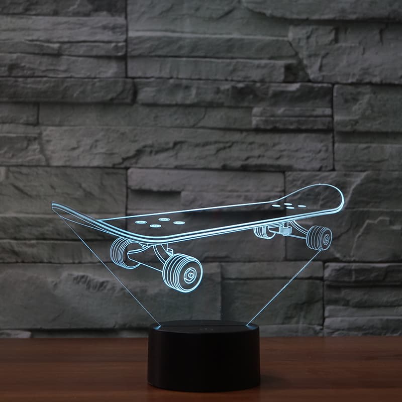 Moda Skateboard 3D Optical LED Illusion Lamp | Lampeez