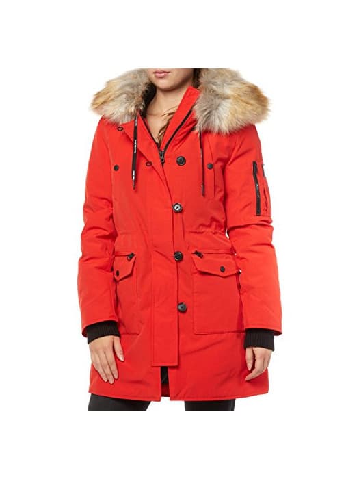 Fashion Calvin Klein Olivia MW Down Hoode Abrigo, Rojo