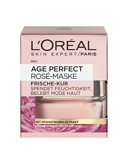 Producto L'Oréal Paris, Perfect Golden Age mascarilla de crema rosa, cuidado fresco, paquete