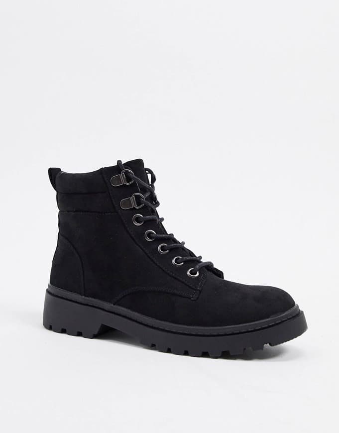 Product New Look chunky flat hiker boots in black