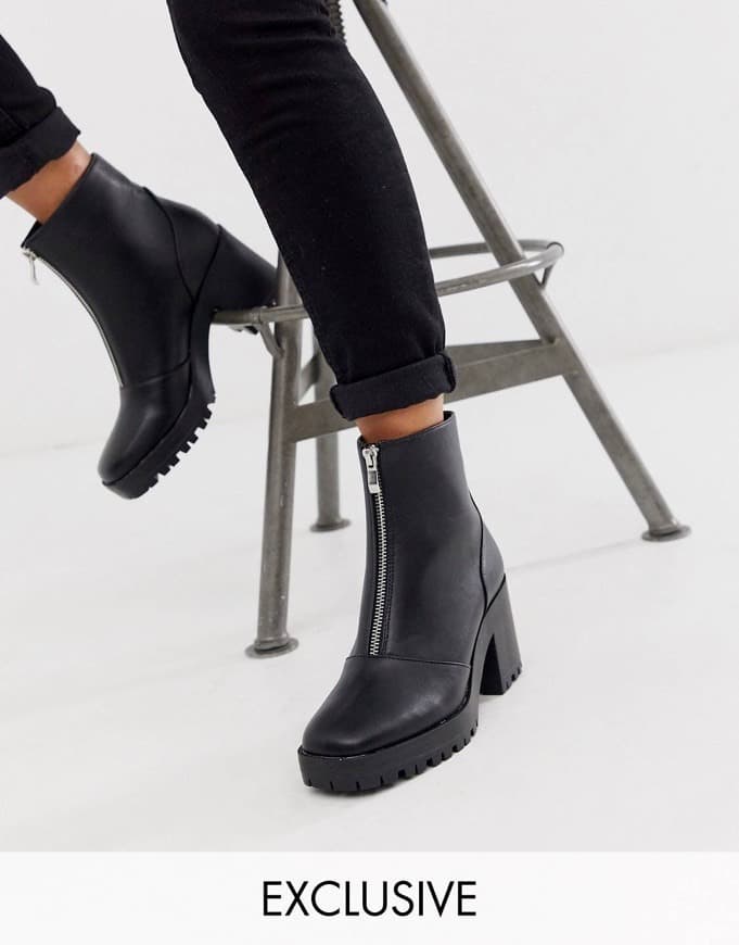 Product RAID Exclusive Janella black chunky boots square toe zip 