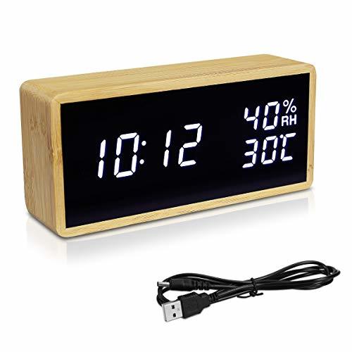 Product Navaris Reloj Digital de Madera con conexión USB y LED en Blanco