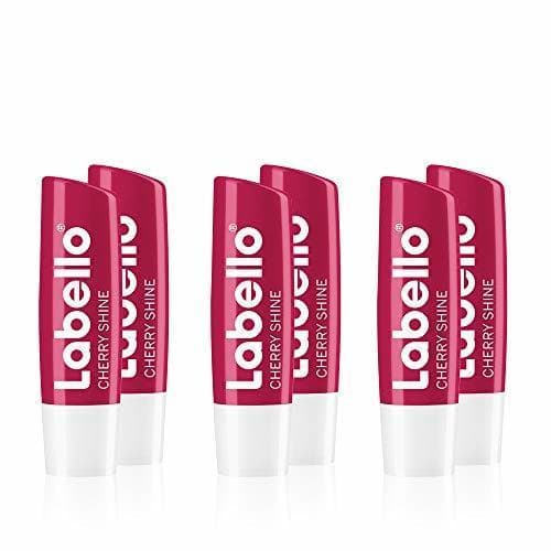 Beauty Labello Cherry Shine, Bálsamo Labial con Sabor a Cereza, pack de 6