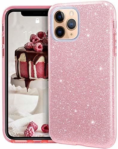 Electronic Coovertify Funda Purpurina Brillante Rosa iPhone 11 Pro MAX, Carcasa Resistente de