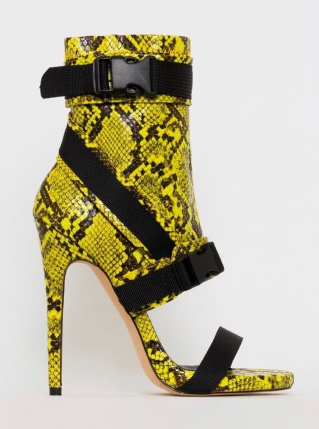 Producto Atlanta Yellow Snake Print Buckle Stiletto Heels