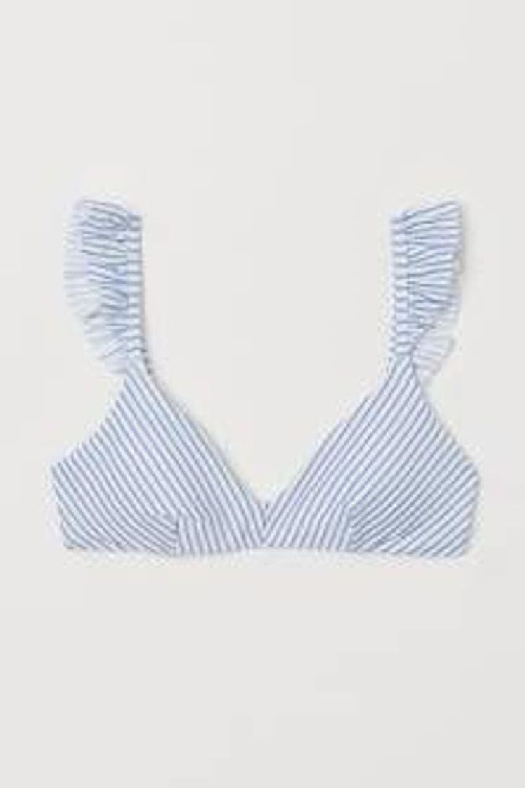 Moda Top de bikini acolchado - Azul claro/Rayas blancas - MUJER | H&M ...