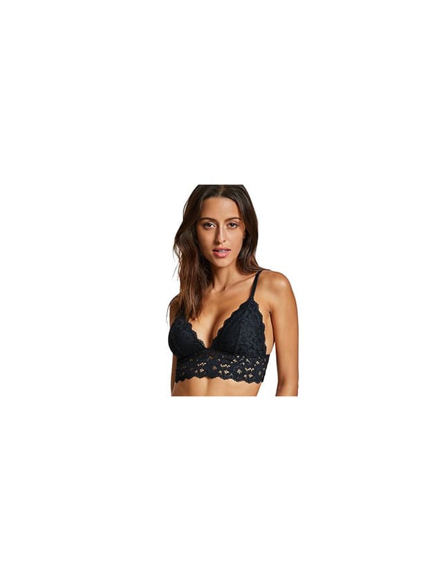 Fashion DOBREVA Sujetador Triángulo de Encaje Bralette para Mujer Negro M