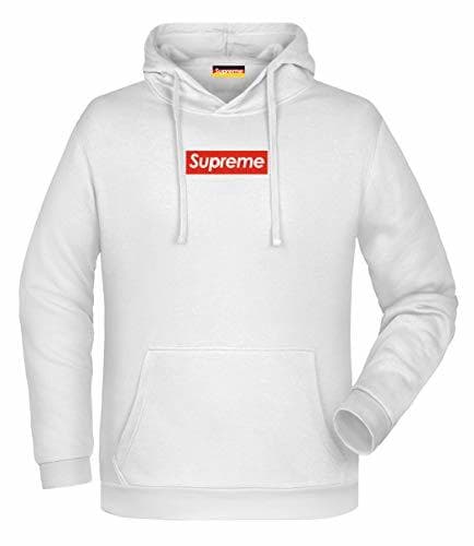 Moda Supreme Germany Hoodie Weiss Logo Klein Rot/Weiss