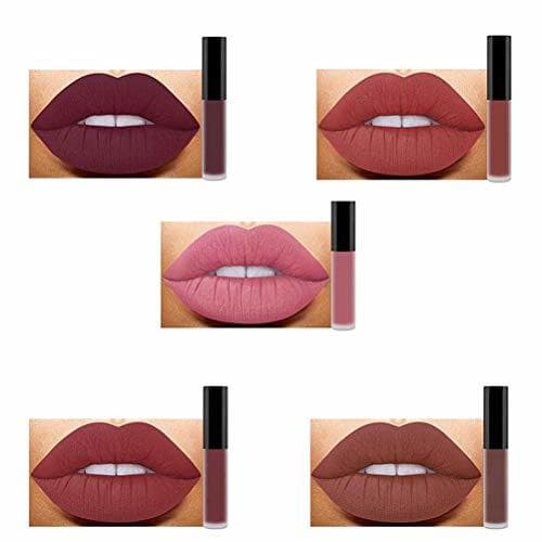 Beauty Lápiz labial 5 piezas Lápiz labial líquido de larga duración Maquillaje antiadherente