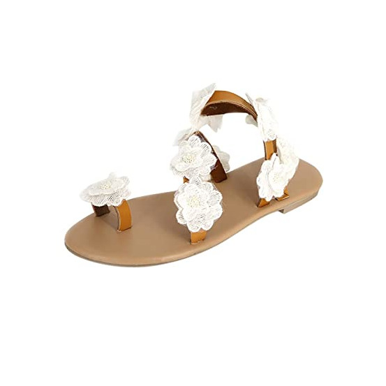 Moda ZARLLE Sandalias Mujeres Moda Verano Plano Talla Grande Bohemia Clip Toe Dulce