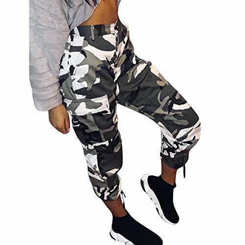 Fashion RISTHY Pantalones Cargo Mujer Pantalones de Camuflaje Pantalones de Camo para Mujer