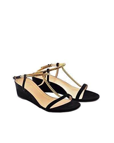 Moda Gucc i - Sandalias de Vestir de Ante para Mujer Negro Negro