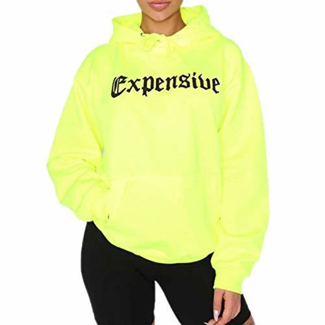 Producto Greetuny Verde Fluorescente Sudadera con Capucha Mujer Personalidad Patrón de Letra Casual