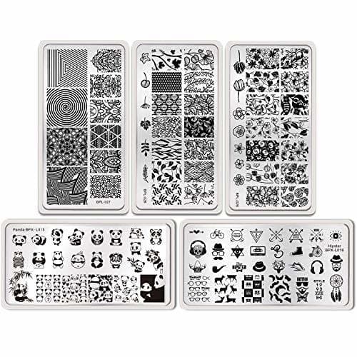 Beauty BORN PRETTY Nail Art Stamping Templates Manicure Tool Kit 5Pcs Nail Stamping