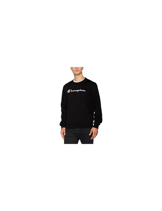 Moda Champion Classic Logo para Hombre Sudadera, Negro