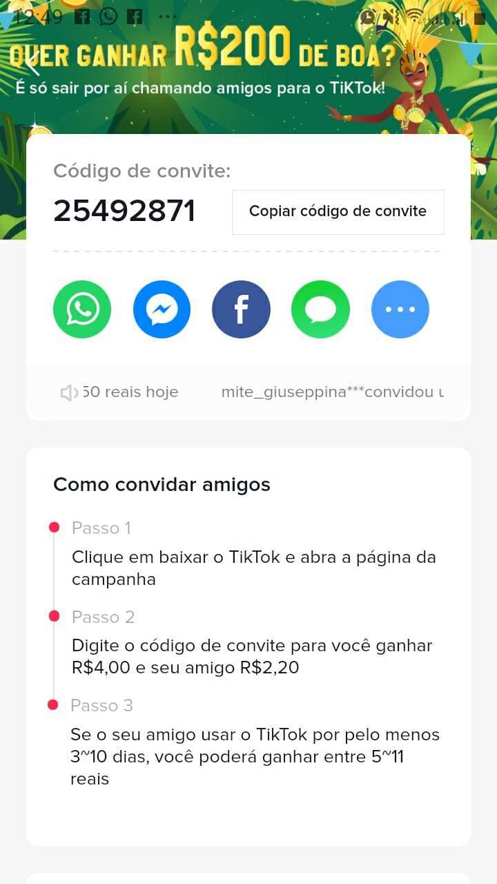 App Tik tok (use meu código pra começar ganhando 25492871