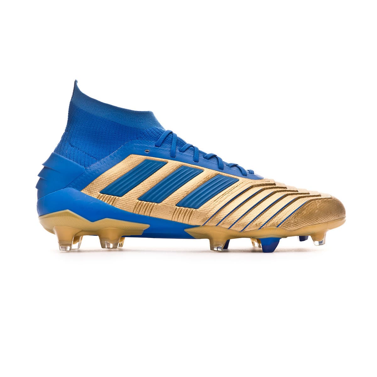 Moda adidas Predator 19+ FG, Bota de fútbol, Gold Metallic-Football Blue-White, Talla 9