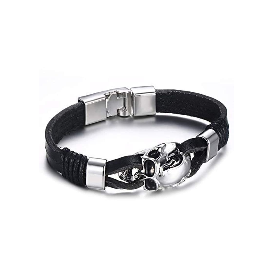 Moda Nobrand Lucky Vintage Men's Leather Bracelet Playing Cards Raja Vegas Charm Multicapa