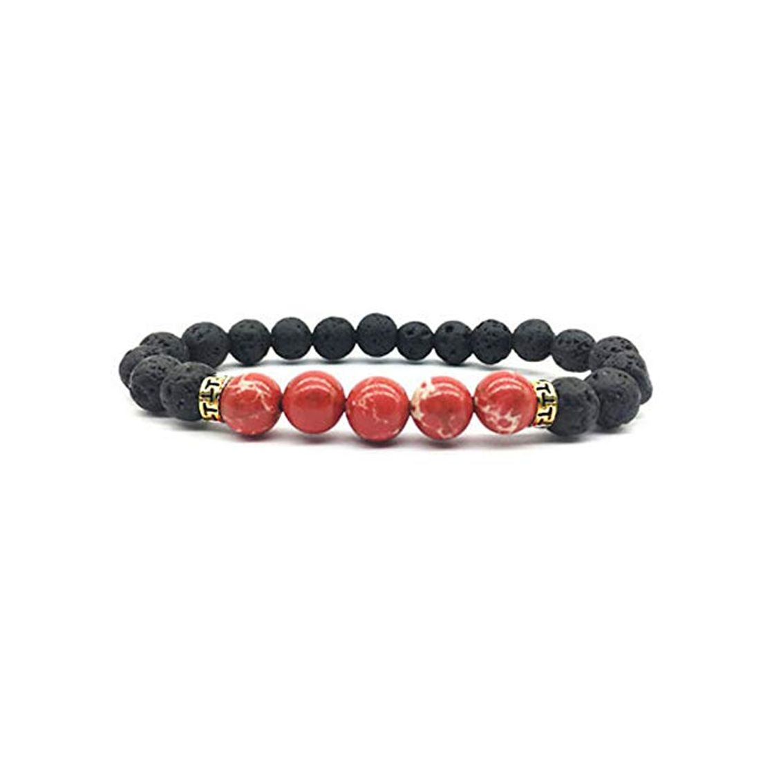 Fashion Pulseras de Chakra Piedra Natural Pulsera de Cuentas de Lava Negra Mujeres Hombres Joyería de Yoga Balance Pulseira Feminina Pulsera de oración de Buda