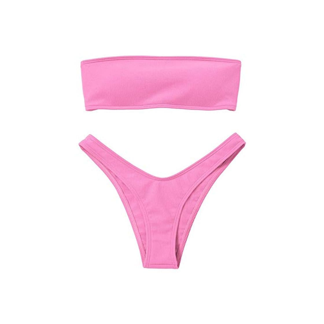 Product UMIPUBO Traje de Baño Mujer Bikini Bandeau Bañadores con Relleno Lazada en la Espalda Color Liso Talle Alto Conjunto de Color Sólido Ropa de Baño