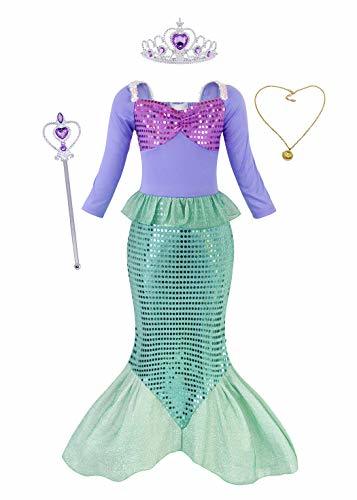 Fashion AmzBarley Disfraz Pequeña Sirena Sirenita Ariel Niña Princesa