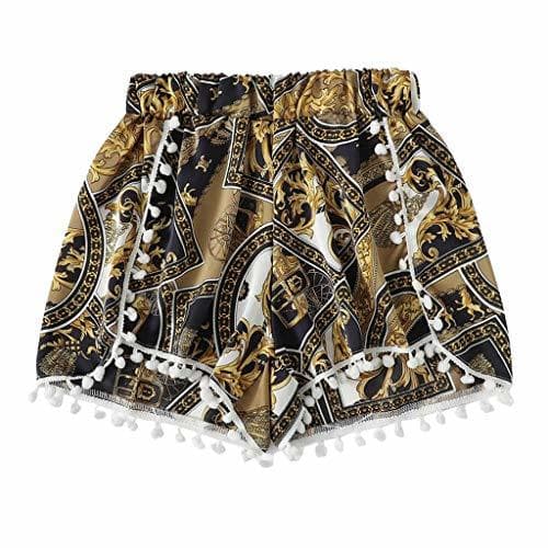 Producto NVDKHXG  Shorts D'été Dentelle Impression Pantalon Court Mid Taille Loose Shorts Femmes