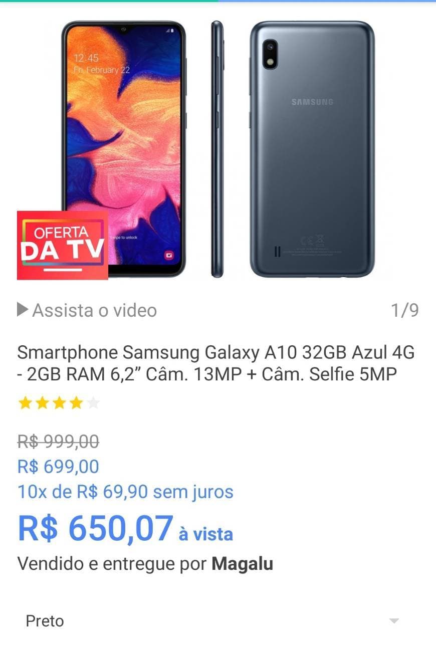 Product Smartphone Samsung Galaxy A10