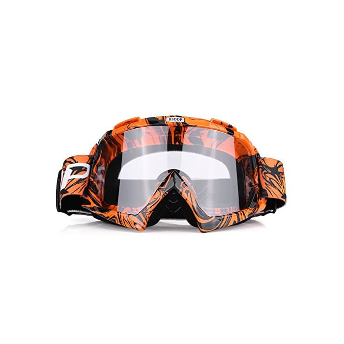 Producto Qiilu Gafas Protección de moto para Motocross Esqui Deporte Ciclismo Carretera(naranja-blanco)