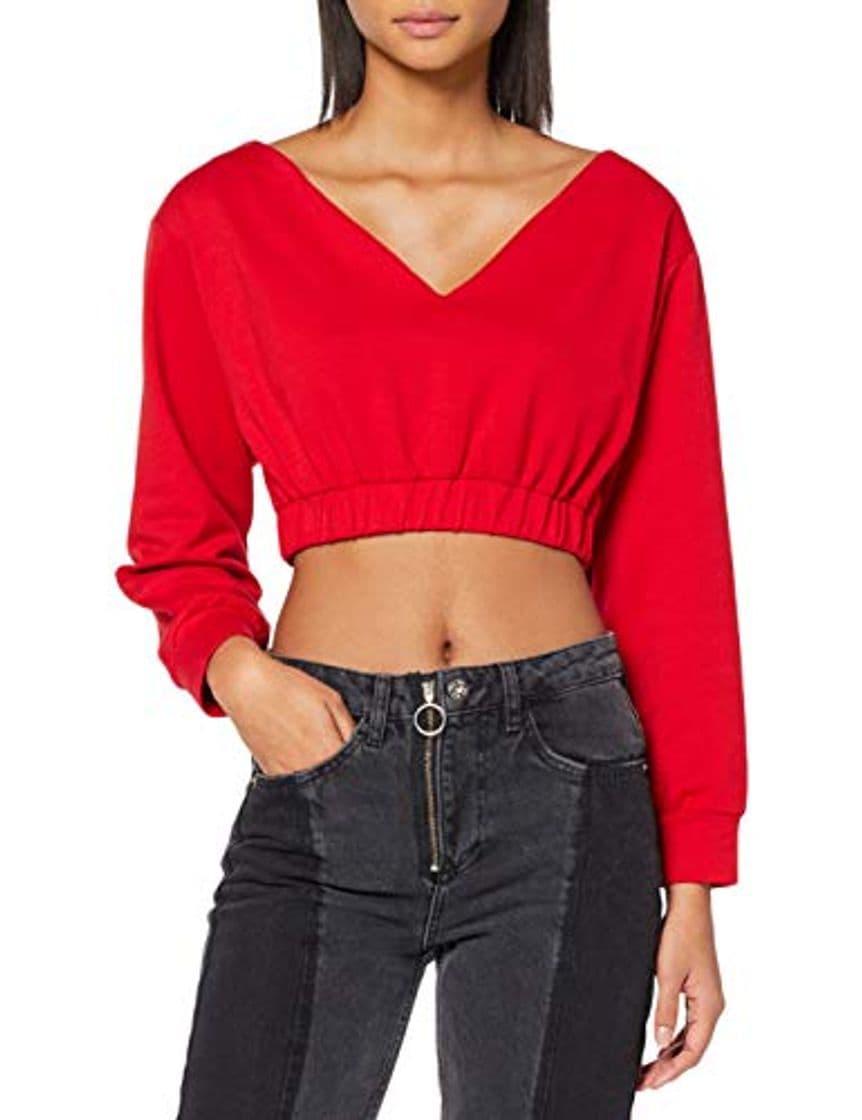 Producto Neon Coco V-Neck Long Sleeve Cropped Sweater Camiseta de Manga Larga, Rojo