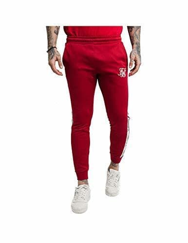 Fashion Sik Silk Pantalón Cuffed Runer Rojo Hombre M Rojo