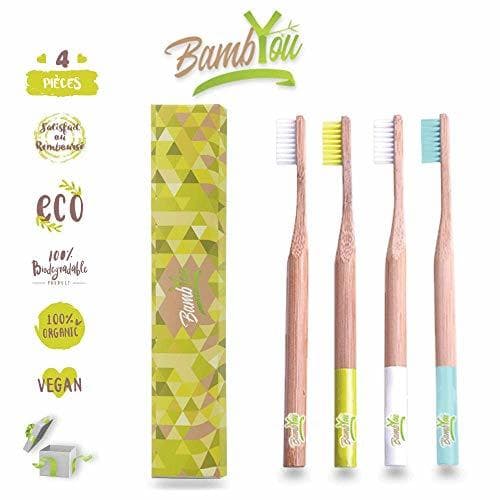 Lugar Cepillo de dientes de bambú de bambú - Pack de 4 -