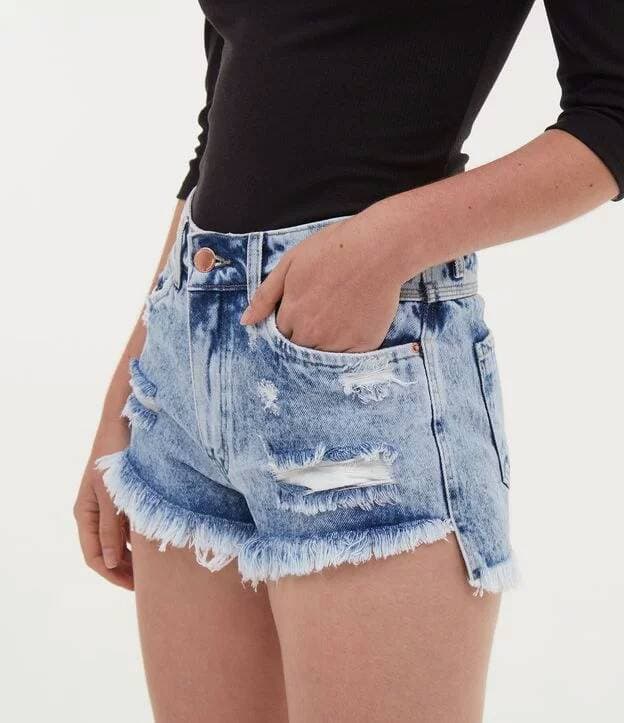 Fashion SHORT JEANS MEMORIZADO COM PUÍDOS