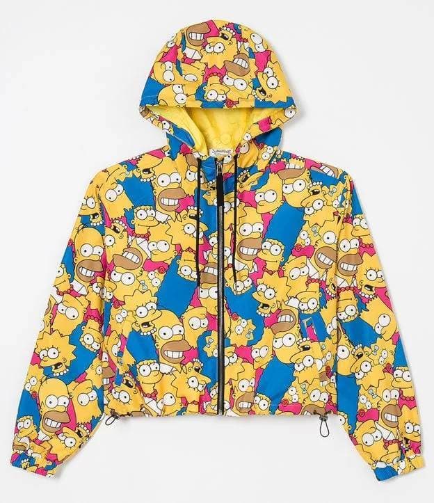 Fashion JAQUETA CORTA VENTO COM ESTAMPA SIMPSONS