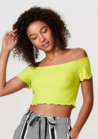 Producto TOP CROPPED VERDE EM MALHA CANELADA