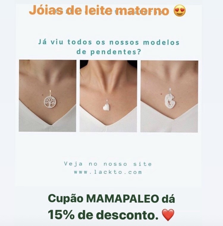 Moda Lackto - Jóias de Leite Materno 15% Desconto 