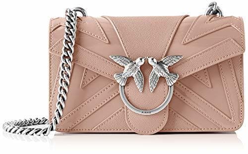 Moda Pinko Mini Love Chevron 1, bolso bandolera para Mujer, Rosa