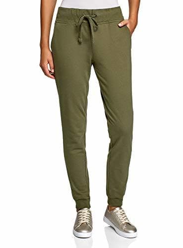 Moda oodji Ultra Mujer Pantalones de Punto Deportivos, Verde, ES 36